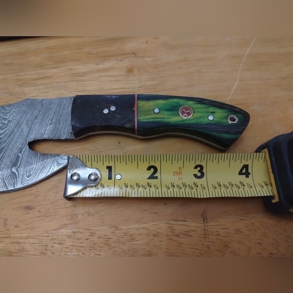 New Damascus steel blade men's hunting tactical survival knife axe mini hatchet - Picture 9 of 9